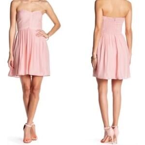 Parker Lilly Pink Strapless Corset Top Baby Pink Cocktail Party Dress Si…